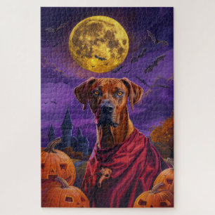Halloween Rhodesian Ridgeback Vampire Pumpkins Jigsaw Puzzle