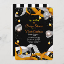 Halloween Ribbon & Candy Corn Baby Shower Invitation