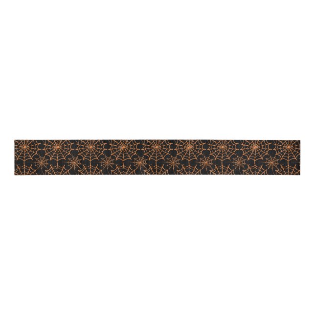Halloween Ribbon Orange Black Spider Web Ribbon (Front)