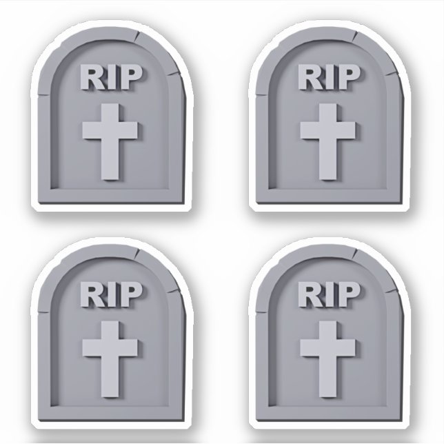 Halloween RIP 3D Gravestone Gray Sticker (Front)
