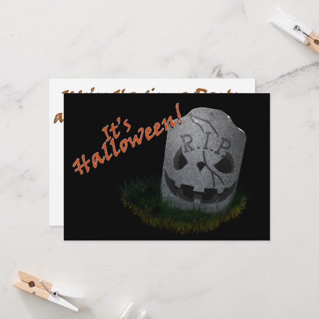 Halloween RIP Cemetery Grave Marker Card (Front/Back In Situ)