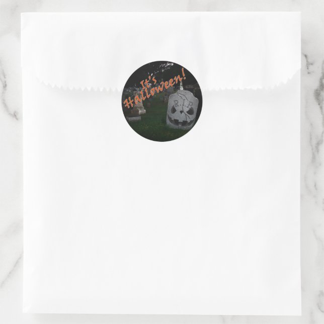 Halloween RIP Cemetery Grave Marker Classic Round Sticker (Bag)