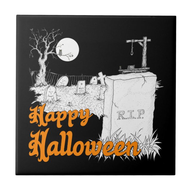 Halloween RIP Ceramic Tile (Front)
