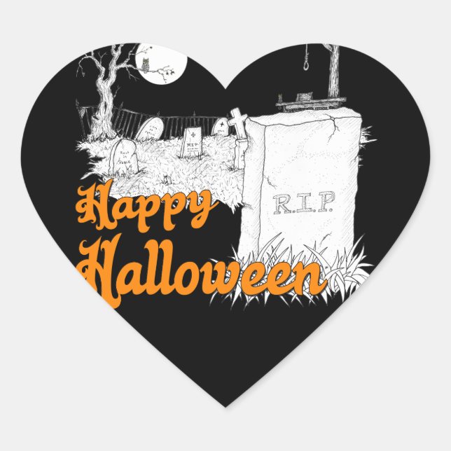 Halloween RIP Heart Sticker (Front)