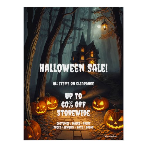 Halloween Road Business Holiday Sales Promo Poster