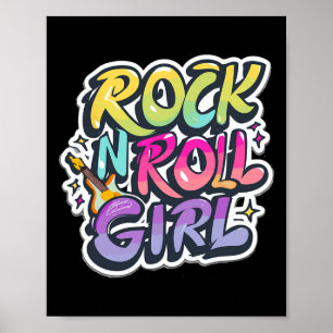 Halloween Rock N Roll Girl Retro Costume Graffiti Poster