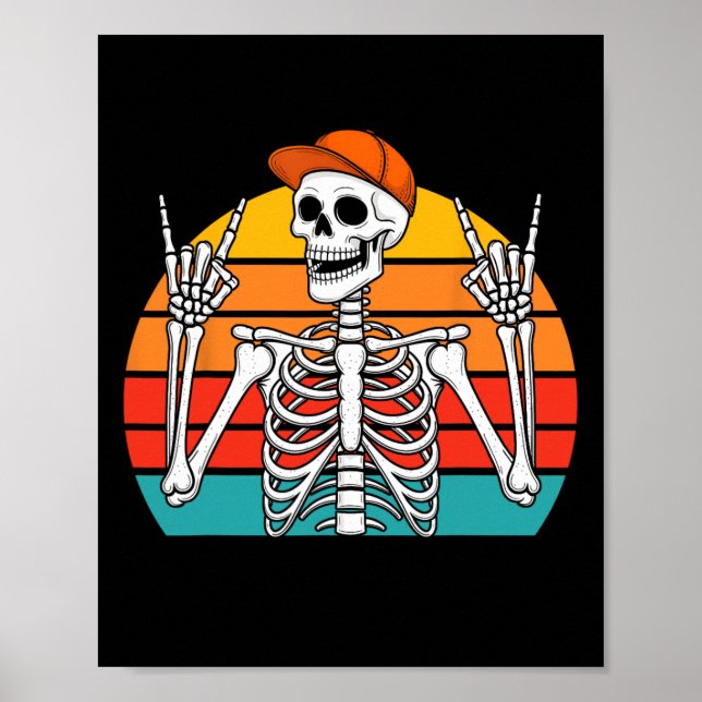 Halloween Rocker Skeleton Cap Cool Punk Rock Men B Poster (Front)