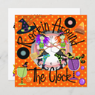 Halloween Rockin' Around the Clock Invitation