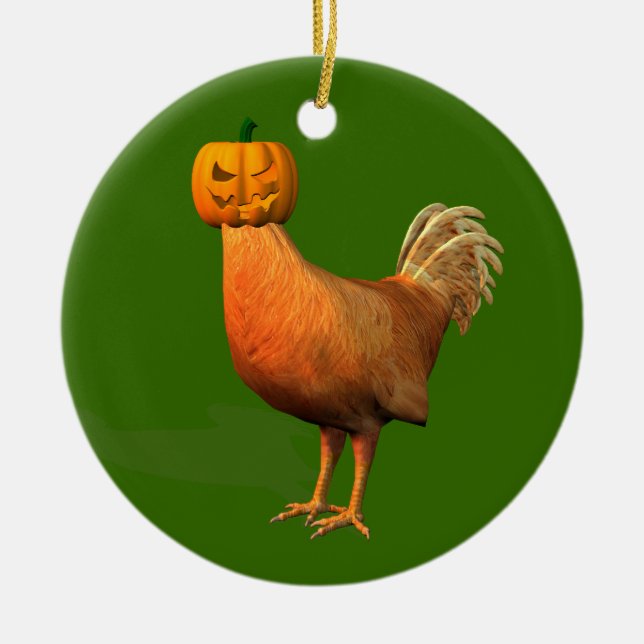 Halloween Rooster Ceramic Ornament (Front)