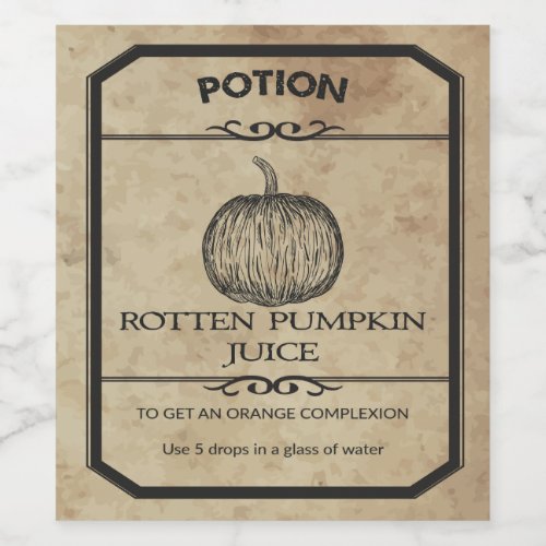 Halloween Rotten Pumpkin Juice Apothecary Label