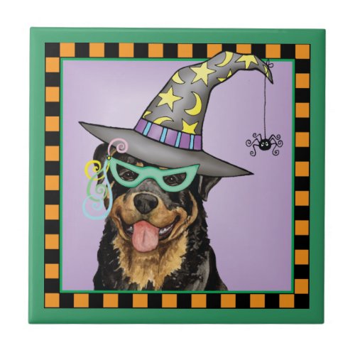 Halloween Rottweiler Ceramic Tile