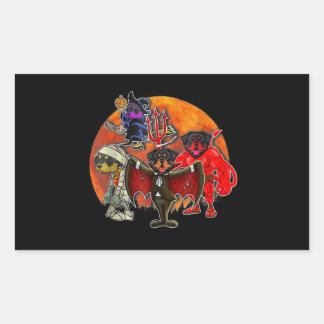 Halloween Rottweiler Costume Mummy Evil Witch Pump Rectangular Sticker