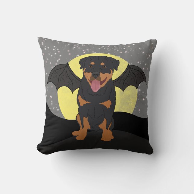 Halloween Rottweiler Throw Pillow (Front)