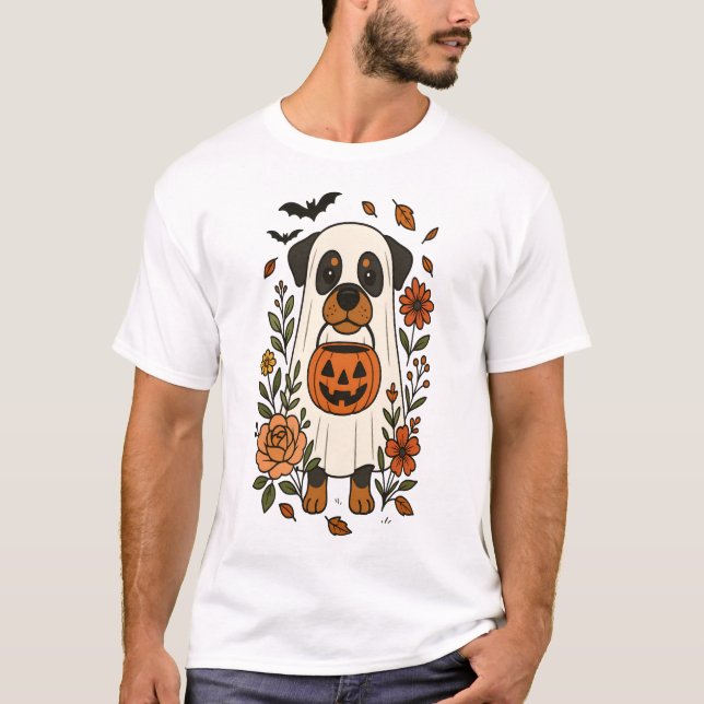 Halloween Rottweiler with Flowers T-Shirt (Front)