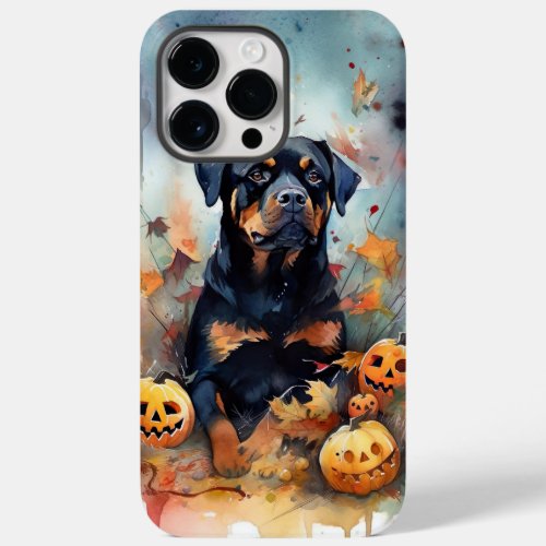 Halloween Rottweiler With Pumpkins Scary Case_Mate iPhone 14 Pro Max Case