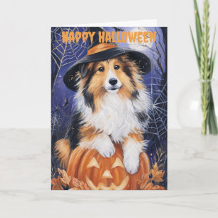 Halloween Rough Collie Dog Holiday Card
