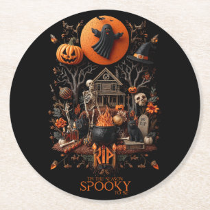 halloween round paper coaster