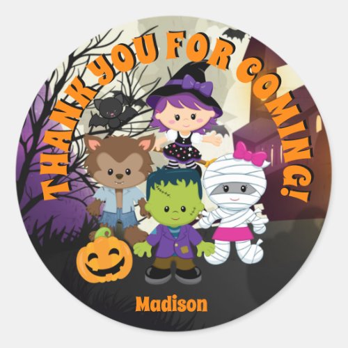 Halloween Round Thank You Tags Kids Personalized