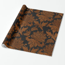 Halloween Royal Floral Damask Wrapping Paper