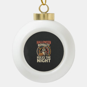Halloween Royalty Retro Owl Ceramic Ball Christmas Ornament