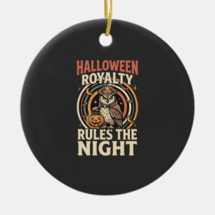 Halloween Royalty Retro Owl Ceramic Ornament