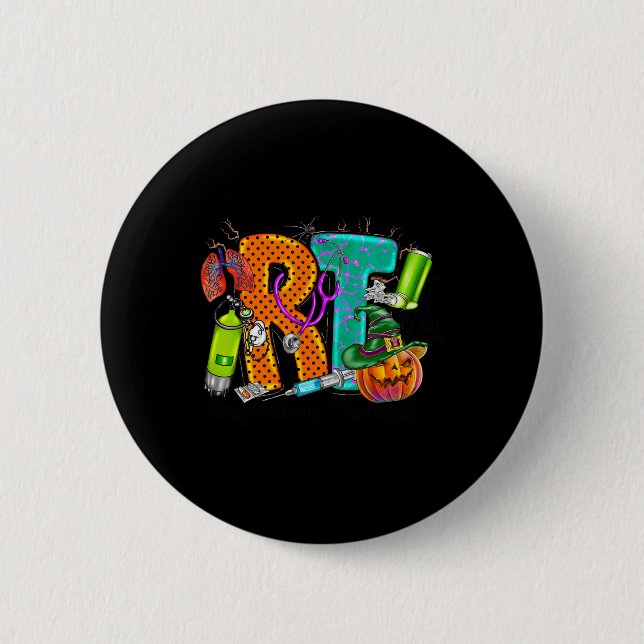 Halloween RT Respiratory Therapist spooky RT pumpk Button (Front)