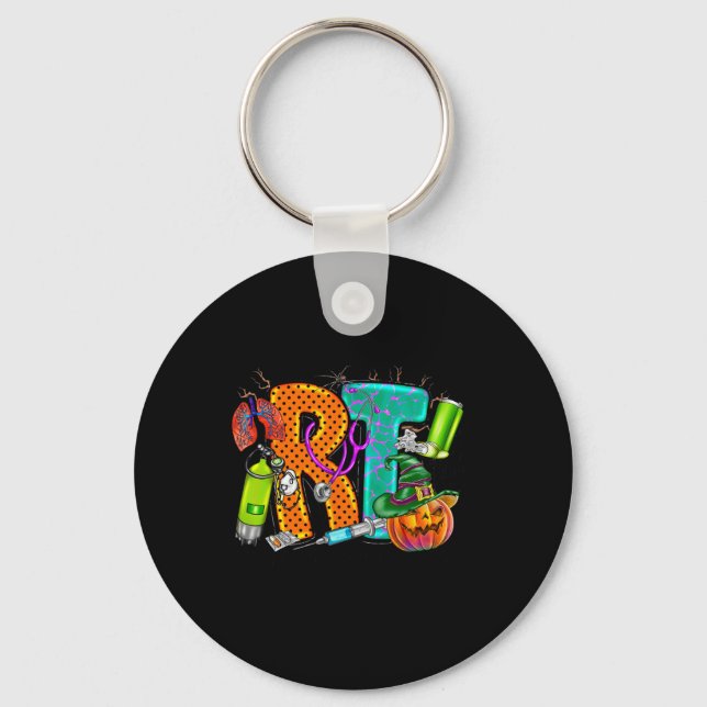 Halloween RT Respiratory Therapist spooky RT pumpk Keychain (Front)