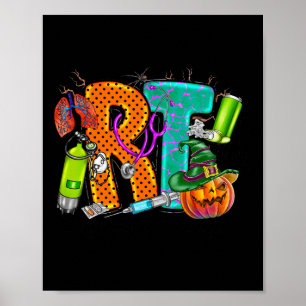 Halloween RT Respiratory Therapist spooky RT pumpk Poster
