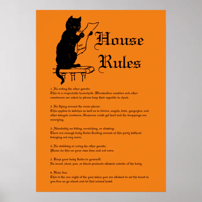 Halloween Rules Poster | Zazzle