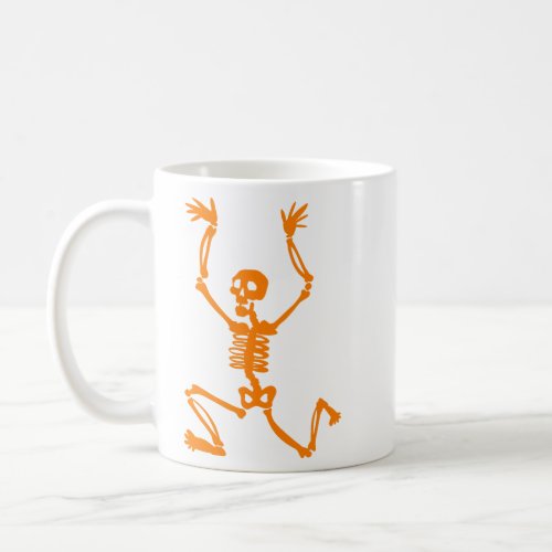 Halloween Running Orange Skeleton Silhouette  Coffee Mug