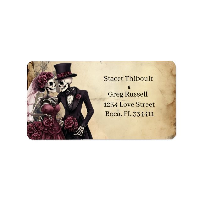 Halloween Rustic Gothic Skeleton  Address Label (Front)