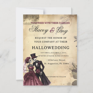 Halloween Rustic Gothic Skeleton Wedding  Postcard