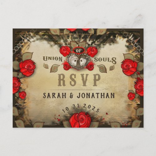 Halloween Rustic Wedding Matching RSVP Invitation Postcard