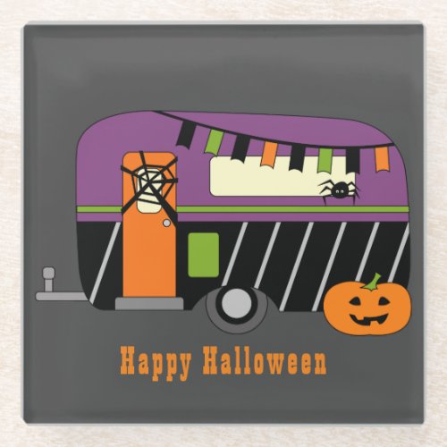 Halloween RV Camper  Glass Coaster