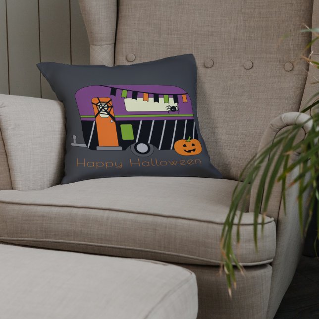 Halloween RV Camper Throw Pillow (Creator Uploaded)