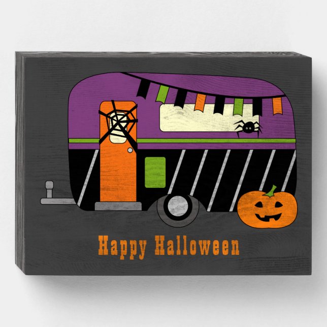 Halloween RV Camper  Wooden Box Sign (Front Horizontal)