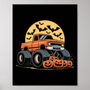 Halloween S For Kids Boys Monster Truck Pumpkins  Poster