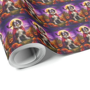 Halloween Saint Bernard Vampire Pumpkins Scary Wrapping Paper