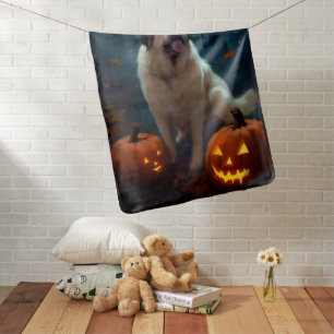 Halloween Saint Bernard With Pumpkins Scary  Baby Blanket