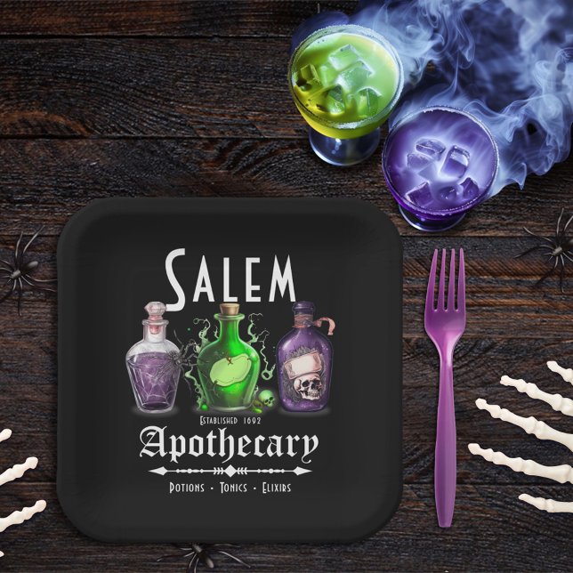 Halloween Salem Apothecary Potions Tonics Elixirs Paper Plates (Creator Uploaded)