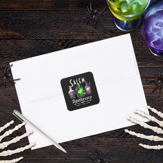 Halloween Salem Apothecary Potions Tonics Elixirs Square Sticker (Creator Uploaded)