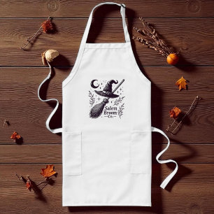 Halloween Salem Witch Broomstick Long Apron