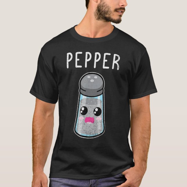 Halloween  Salt And Pepper Matching Couples Costum T-Shirt (Front)