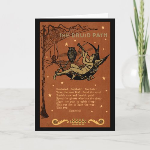 Halloween Samhain Fairy Owl Spider Web Card