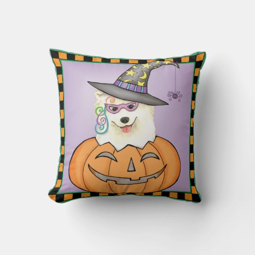 Halloween Samoyed Throw Pillow