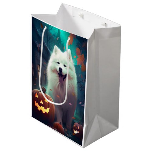 Halloween Samoyed With Pumpkins Scary Medium Gift Bag