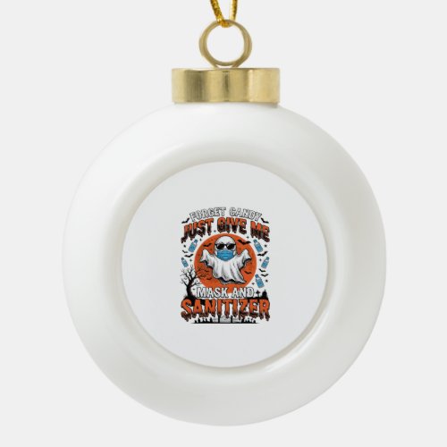 Halloween Sanitizer Funny Ghost Mask Candy_1 Ceramic Ball Christmas Ornament