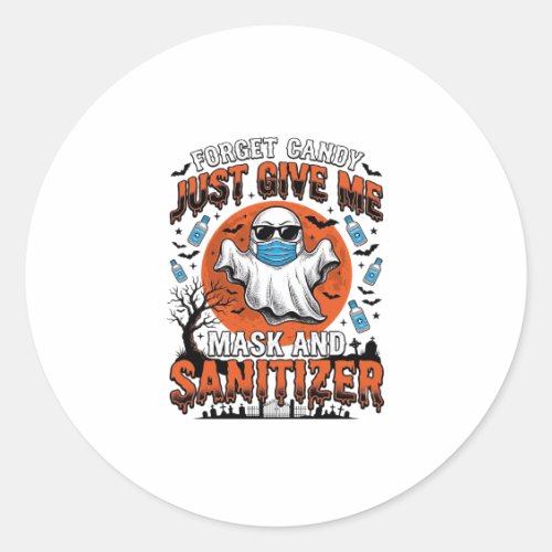 Halloween Sanitizer Funny Ghost Mask Candy_1 Classic Round Sticker