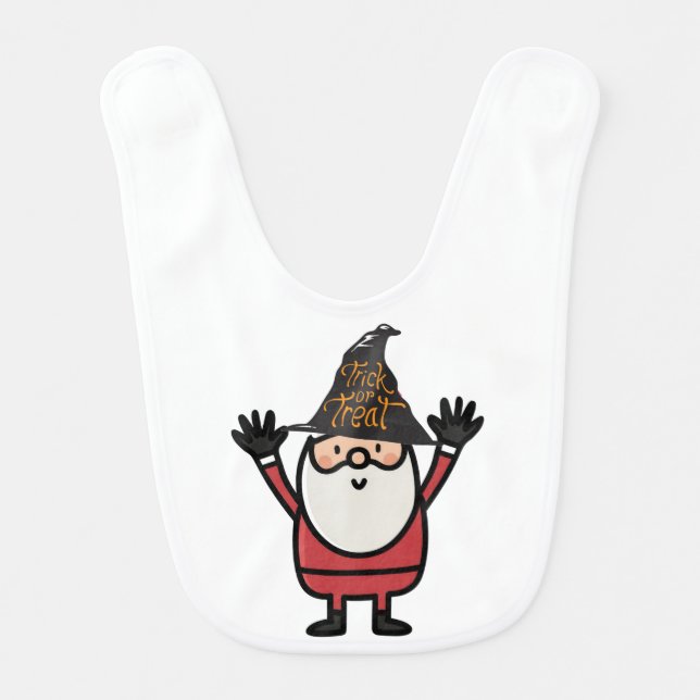 HALLOWEEN  SANTA CLAUS TRICK OR TREAT T-Shirt Baby Bib (Front)