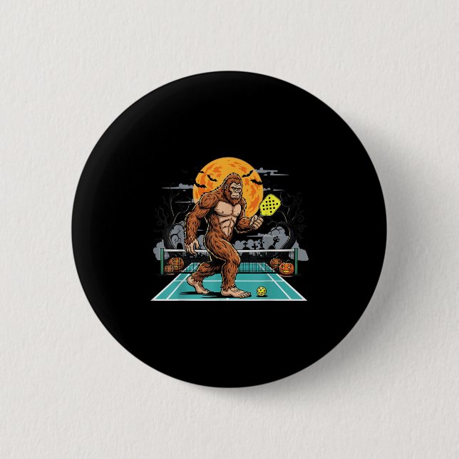 Halloween Sasquatch Ckleball Bigfoot Soky Moon  Button (Front)